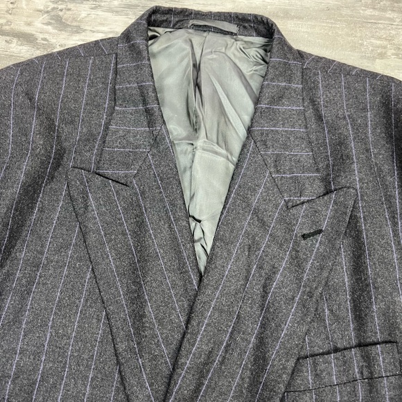 Tallia Grey w/ Purple Pinstripe Double Breasted Suit 52L - Picture 2 of 8